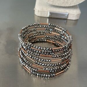 Stella & Dot ‘Bardot’ spiral bracelet- hematite and rose gold OS
